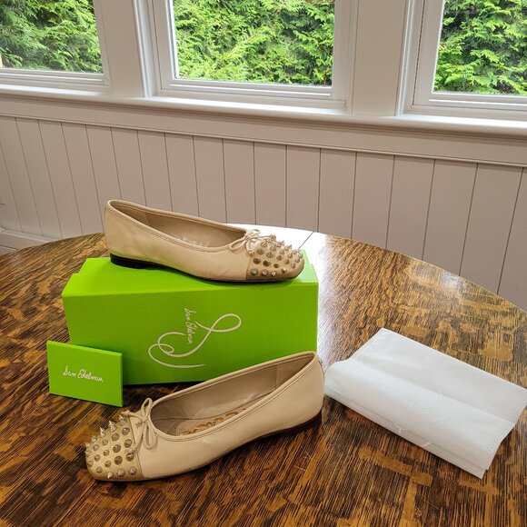 Sam Edelman Spiked Ballet Flats. Leather. Monet Studded Cap Toe. Sand. Size 7. - Picture 3 of 13